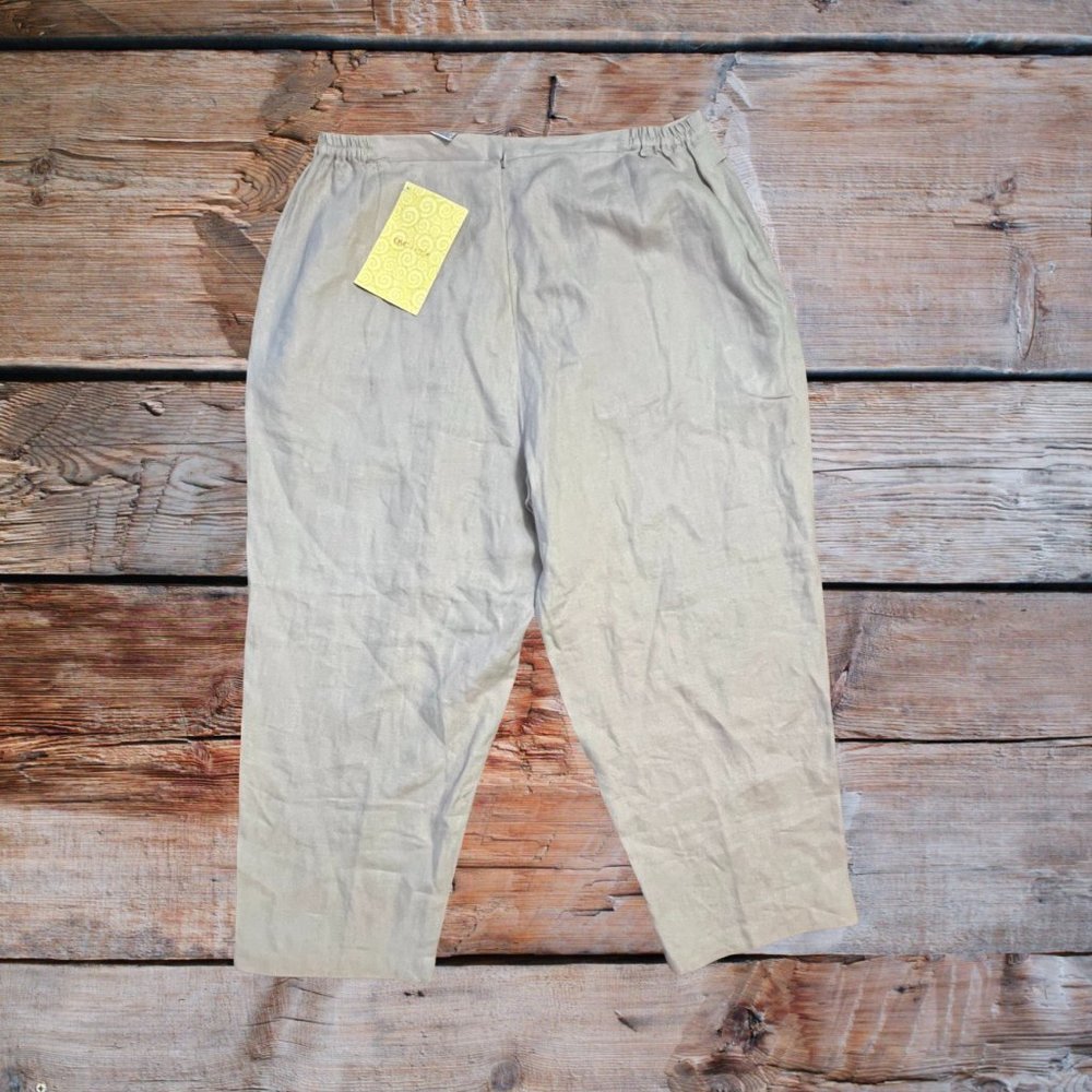 New  LINEN Crop Pants LINEA by Louis Dell’Olia Beige QVC 1x
